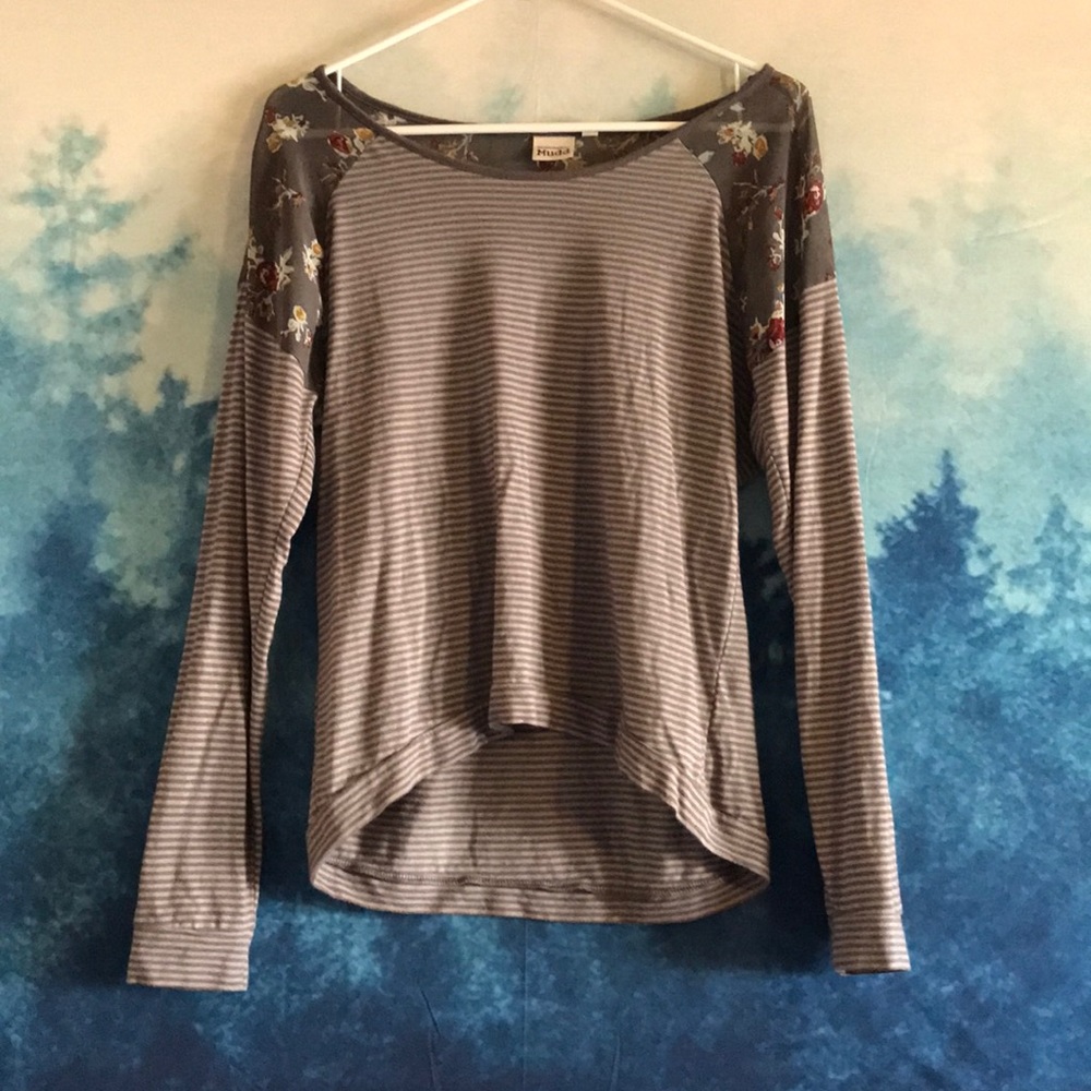 LAST DAY MUDD Floral/Striped Top